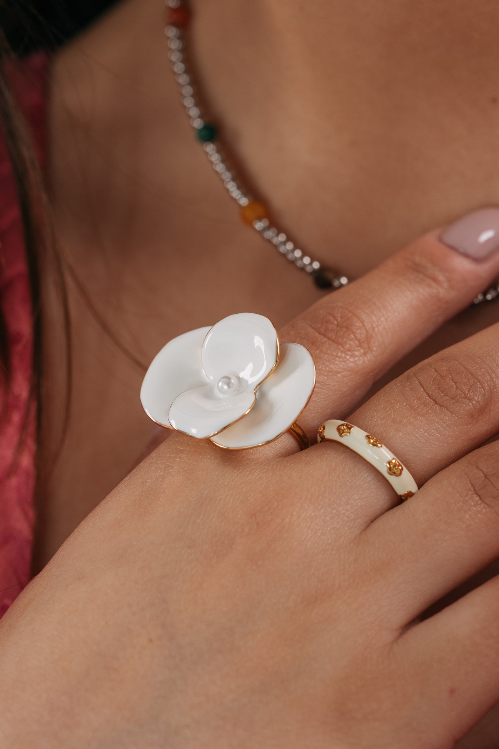 Poppy White Ring