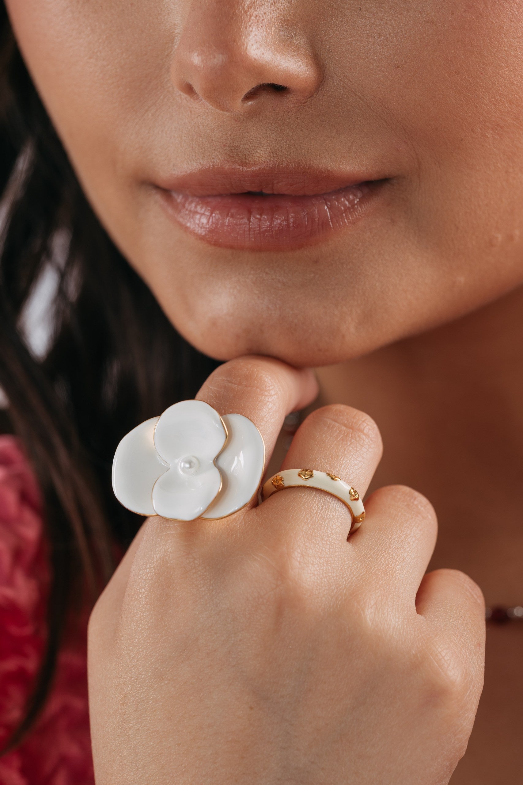 Poppy White Ring