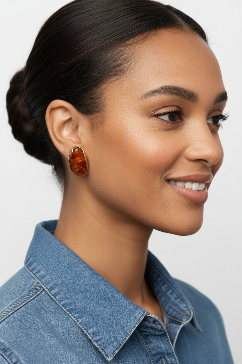 Brincos Ambar Flame - Perfil