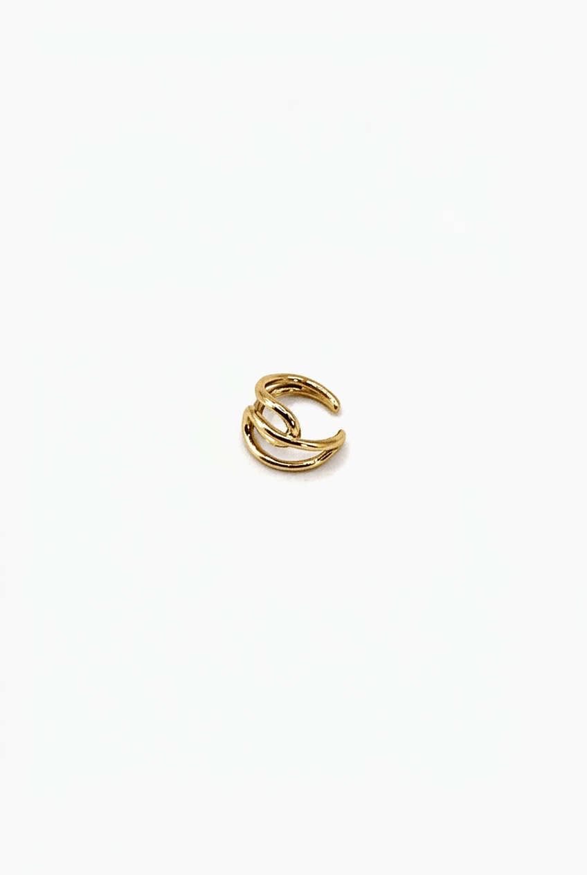 Ear Cuff Sopro Dourado da Moges Jewellery em aço inoxidável 316L com banho de ouro 18k, sem necessidade de furo – imagem 1