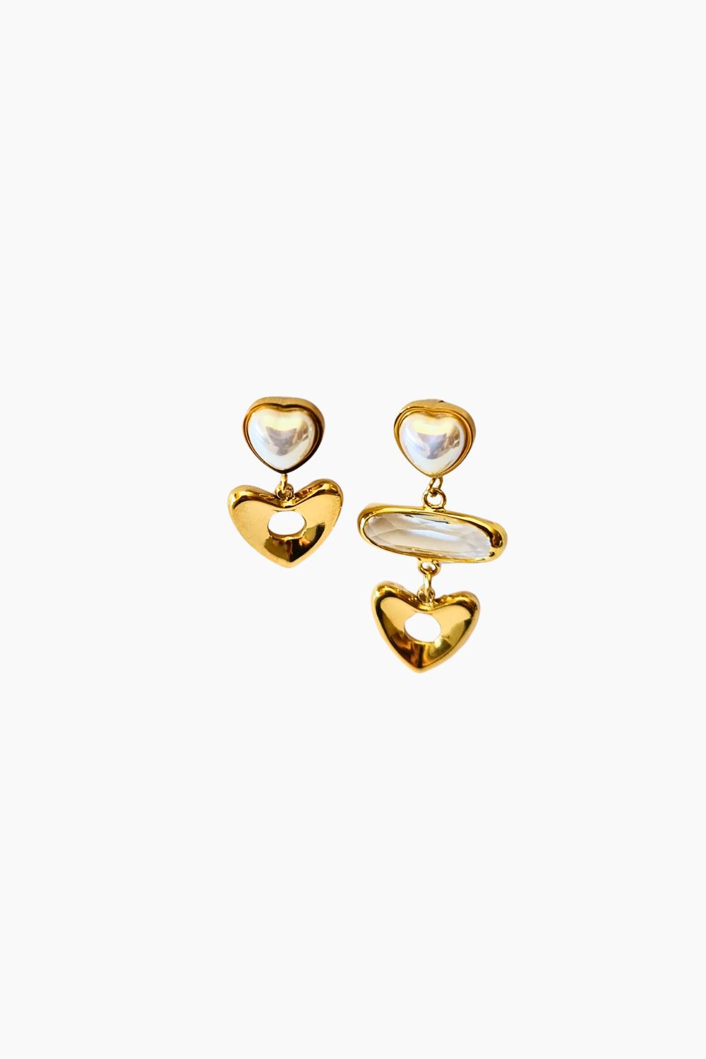 Brincos Chic Amour da Moges Jewellery em aço inoxidável 316L, fotografia de produto