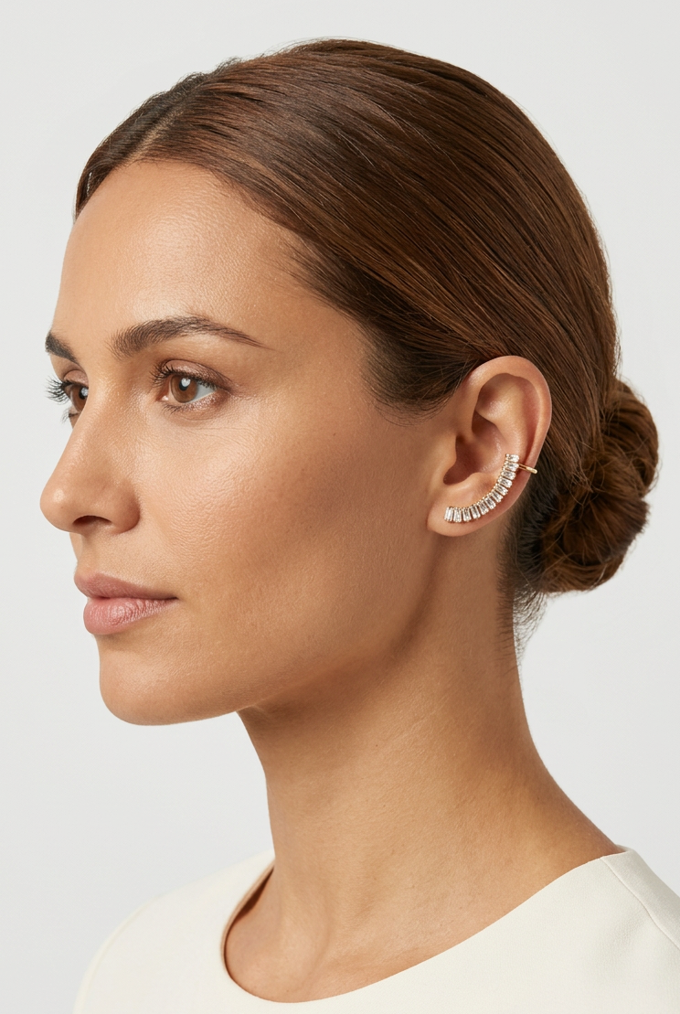 Ear Cuff Brisa Dourado da Moges Jewellery em aço inoxidável 316L com banho de ouro 18k, sem necessidade de furo – imagem 2