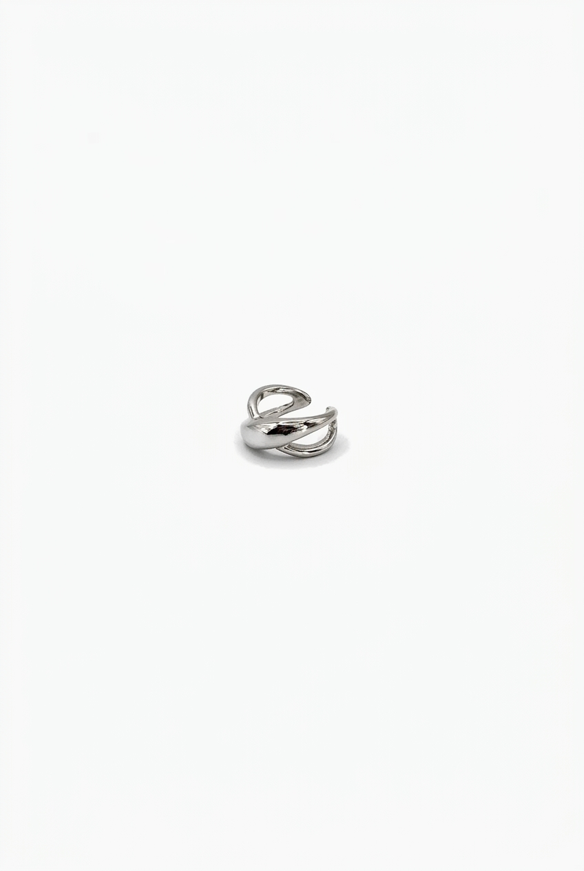 Ear Cuff Segredo Prateado da Moges Jewellery em aço inoxidável 316L, sem necessidade de furo – imagem 1
