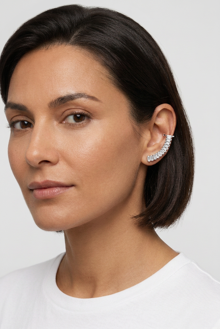 Perfil com ear cuff Brisa prateado